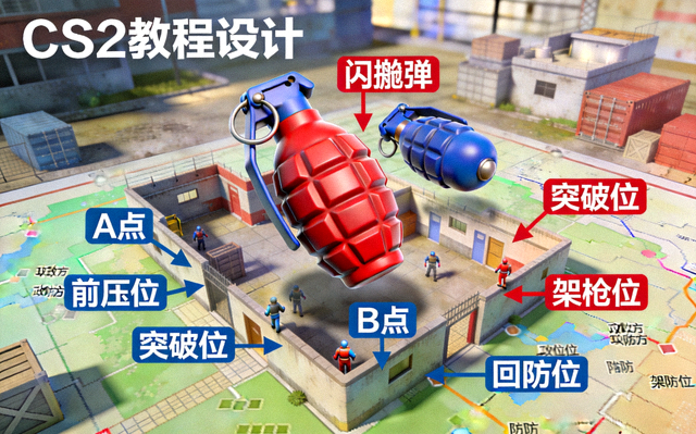 CS2投掷物高清点位3D演示与站位教学图