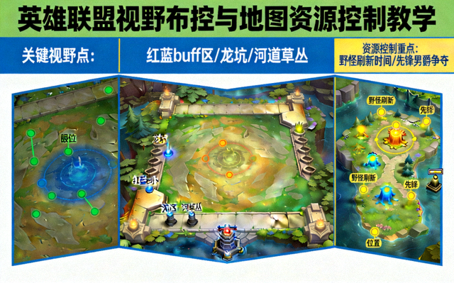 英雄联盟视野布控与地图资源控制教学示意图